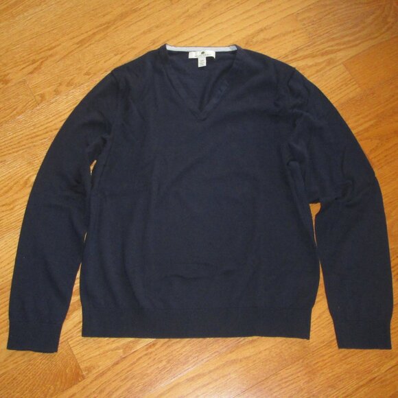 New Men's Banana Republic V-neck Navy Blue Long Sleeve T-shirt Size Small - Picture 1 of 4